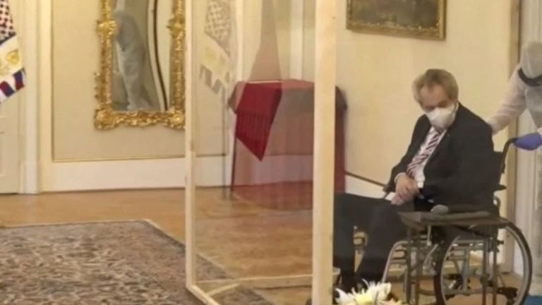 Czech president appoints prime minister from inside a plexiglass box