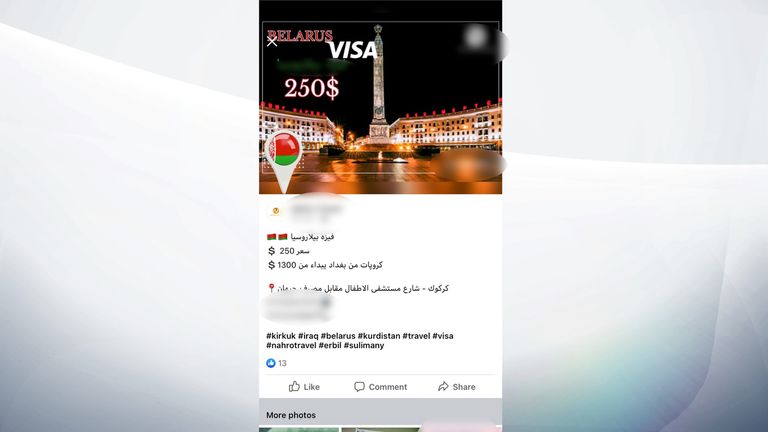 Adverts for Belarusian visas are still easily found across social media sites.