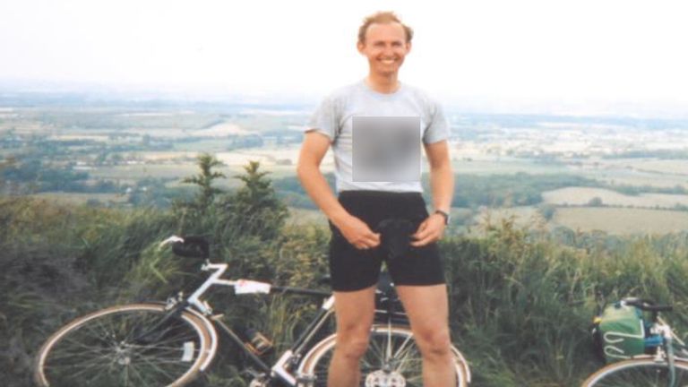 David Fuller pictured here in 1987, 32 years old, during the bike ride from London to Brighton