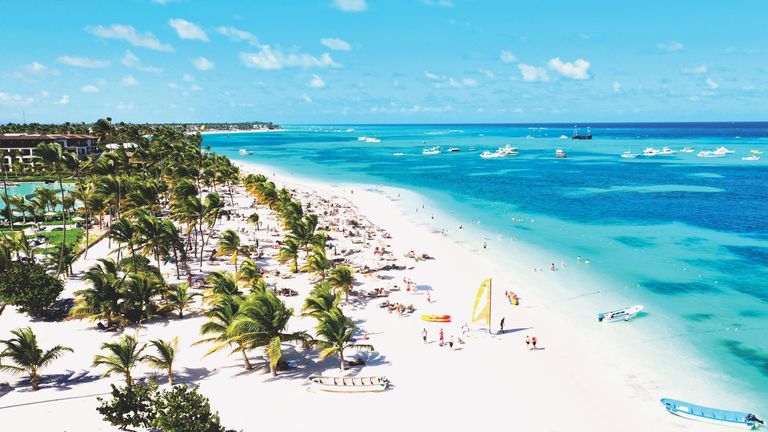 aerial view of a beautiful caribbean beach in Punta Cana, Dominican Republic