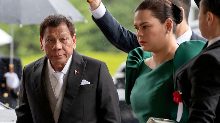 President Duterte (left) pictured with daughter Sara Duterte-Carpio in 2019