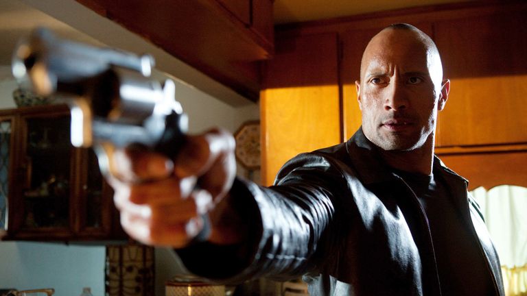 Dwayne Johnson is shown in a scene from, "Faster." 
PIC:CBS/AP