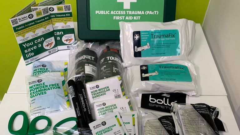 First aid kits which contain military-grade dressings and tourniquets should be installed in key locations to save lives, experts have said.