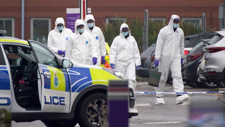 Forensic officers at Liverpool Women&#39;s Hospital after an explosion killed one person and injured another on Sunday. Suspected terrorist Emad Al Swealmeen, 32, died after the device exploded in a taxi shortly before 11am on Remembrance Sunday. Picture date: Tuesday November 16, 2021.
