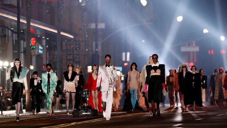 Gucci's fashion show shuts down Hollywood Boulevard with star-studded ...