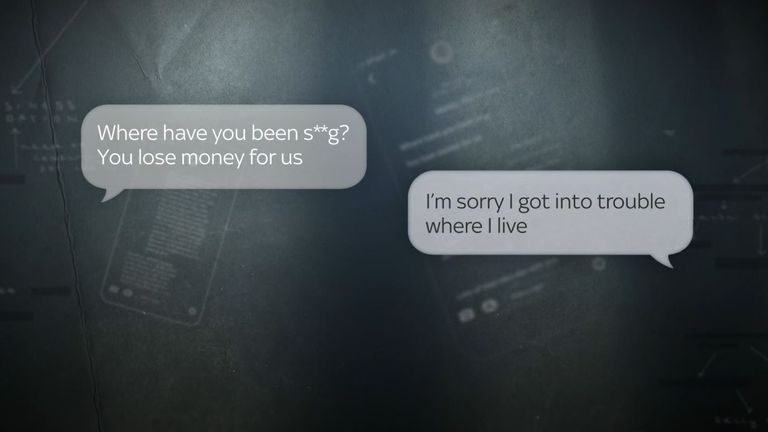 A text exchange between Sarah and one of her alleged abusers