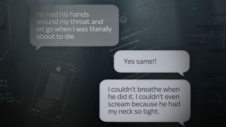 A text exchange between two of the alleged victims