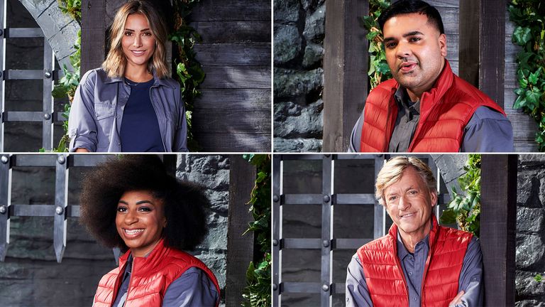 Frankie Bridge, Naughty Boy, Richard Madeley and Kadeena Cox are among the stars taking part in I&#39;m A Celebrity... Get Me Out Of Here! 2021. Pic: ITV/Lifted Entertainment