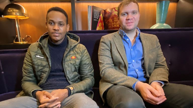 Ali Ahmad and Matthew Hedges, who say they have been tortured by Emirati security forces, pose after an interview with Reuters in Istanbul, Turkey, November 23, 2021. Picture taken November 23, 2021. REUTERS/Yesim Dikmen
