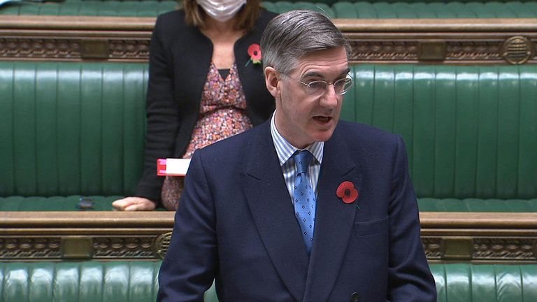 Jacob Rees-Mogg speaks in the House of Commons this morning - 3/11/2021