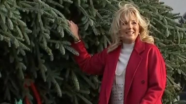 Jill Biden takes delivery of the White House Christmas tree for 2021