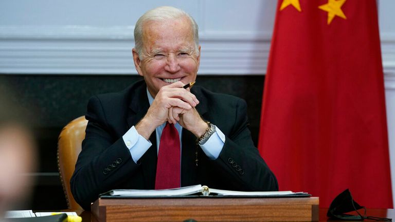 President Joe Biden meets virtually with Chinese President Xi Jinping 