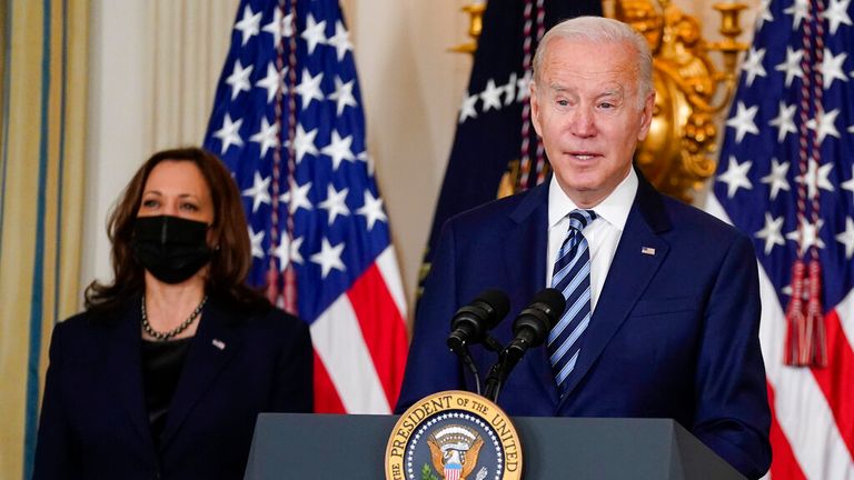 The president and vice president are pictured at the White House on Thursday. Pic: AP