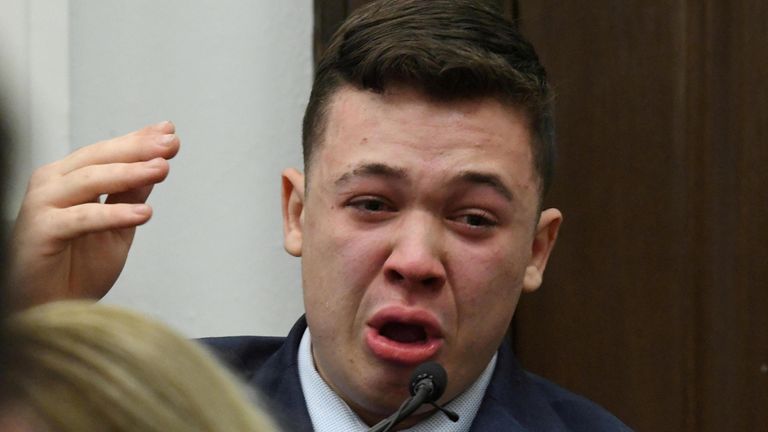 Kyle Rittenhouse speaks outside of court. Pic: Reuters