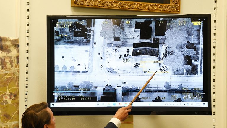 Court sees a map of the area during Rittenhouse trial. Pic: Reuters