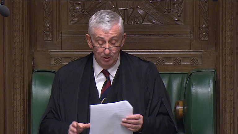 Lindsay Hoyle  making a statement after Stella Creasy was told not to bring her baby into the house of Commons 