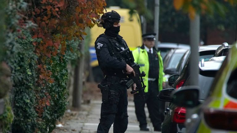 Armed police at an Liverpool address following an explosion 