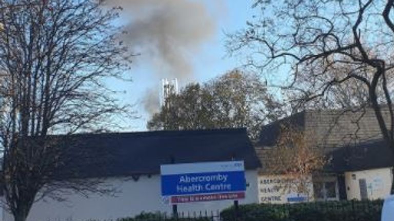 Smoke is seen billowing over Liverpool Women&#39;s Hospital