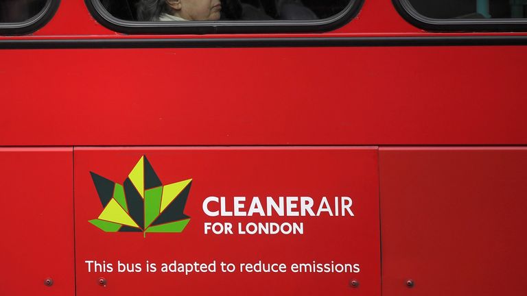 A passenger rides on a public bus on the day that Mayor of London Sadiq Khan outlined plans to place a levy on the most polluting vehicles in London, Britain, April 4, 2017. REUTERS/Toby Melville 