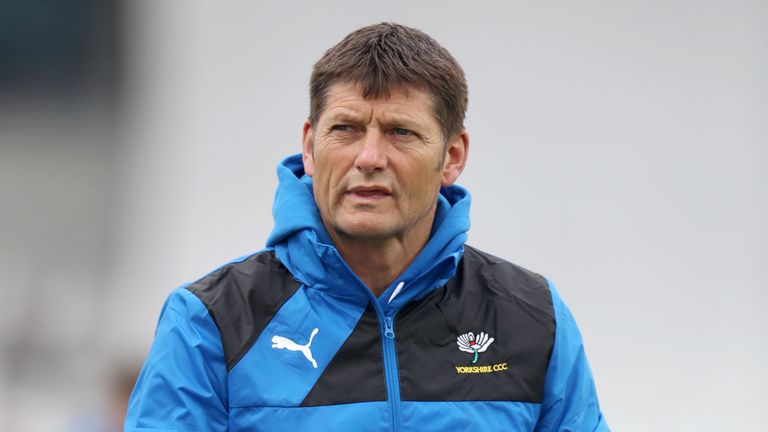 File photo dated 07-04-2017 of Yorkshire&#39;s director of Cricket Martyn Moxon. Yorkshire head coach Andrew Gale has been suspended by the crisis-hit club over the contents of a historic tweet, while director of cricket Martyn Moxon has been signed off with "a stress related illness". Issue date: Tuesday November 9, 2021.