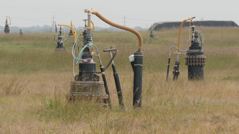 The site uses a special 'milkshake technique' to suck methane from a series of wells. 