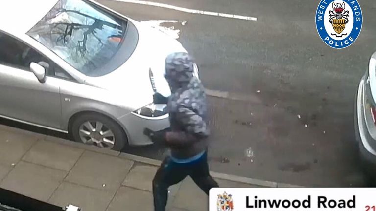 CCTV showing Michael Ugochukwu armed with a blade at the scene. Pic: West Midlands Police
