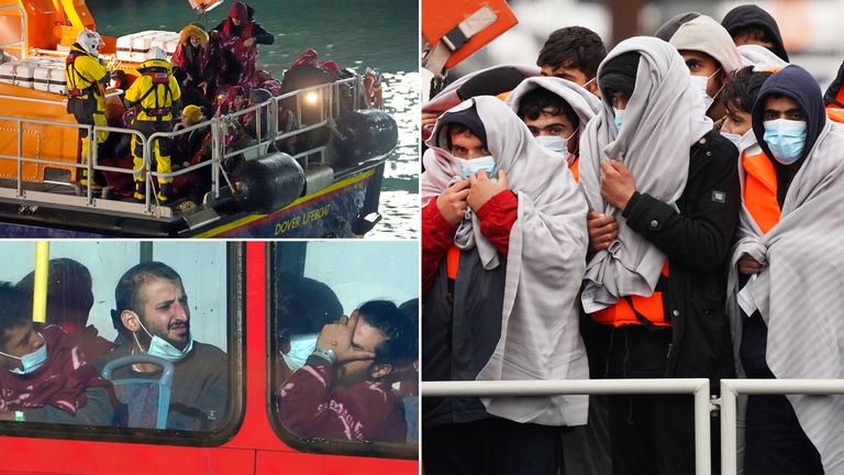 A group of people thought to be migrants are brought in to Dover, Kent, on board the Dover lifeboat, following a small boat incident in the Channel. Picture date: Saturday November 20, 2021.