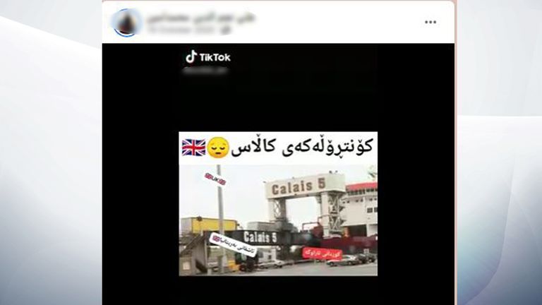 A TikTok video about crossing from Calais to France was also shared on one of the pages  