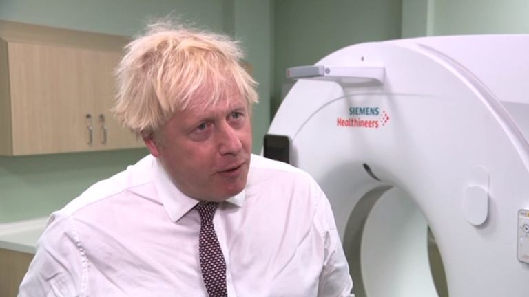Boris Johnson on Sky news from Hexham Hospital in Northumberland
