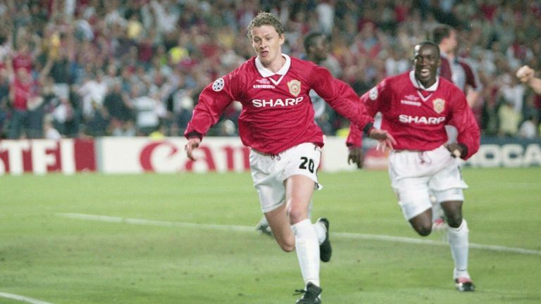 Ole Gunnar Solskjaer pictured after scoring the winning goal in the 1999 Champions League final against Bayern Munich. Pic: AP