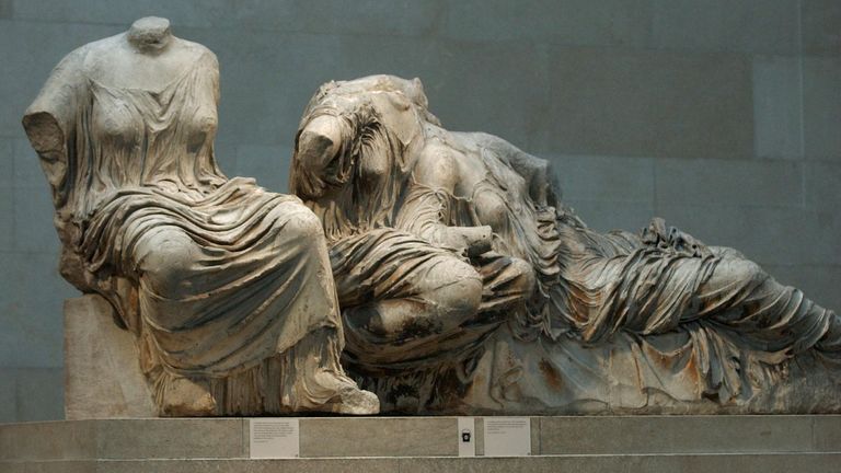 File photo dated 14/1/2004 of a Section of the Parthenon Marbles in London&#39;s British Museum. The Greek prime minister, Kyriakos Mitsotakis, is expected to challenge Prime Minister Boris Johnson over the return of the Parthenon Marbles to Greece when the pair meet on Tuesday