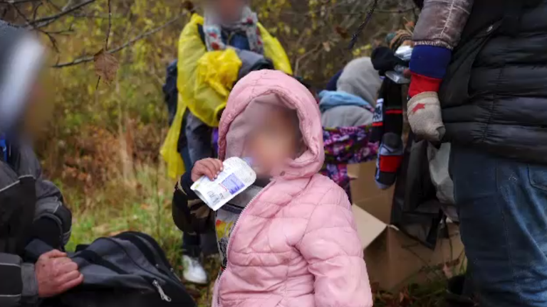 Volunteers were called out to an Iraqi family in the woods where they found a father with three children.