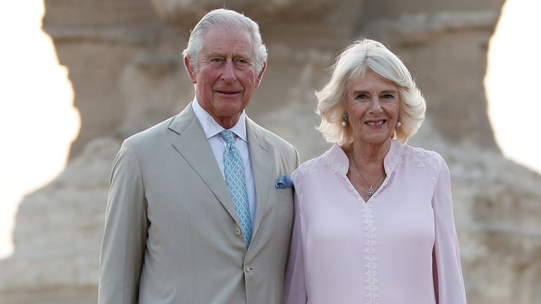  The Prince of Wales and The Duchess of Cornwall during a visit to the Great Sphinx of Giza