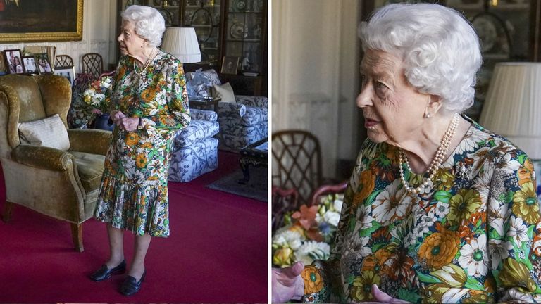 La reine Elizabeth II reçoit le général Sir Nick Carter, chef d'état-major de la Défense, lors d'une audience dans la salle Oak du château de Windsor, Berkshire.  Le général Sir Nick quitte son poste de chef d'état-major de la Défense à la fin de ce mois.  Photo date : mercredi 17 novembre 2021.