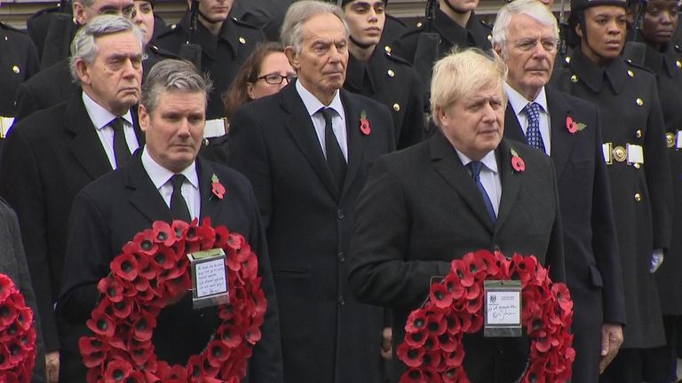 Boris Johnson and Keir Starmer with former prime ministers Gordon Brown, Tony Blair and John Major