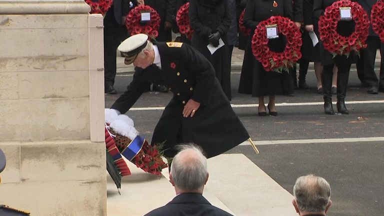 Prince Charles laid a wreath on behalf of the Queen