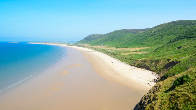 Rhossili Bay Beach, on the Gower Peninsula, South Wales