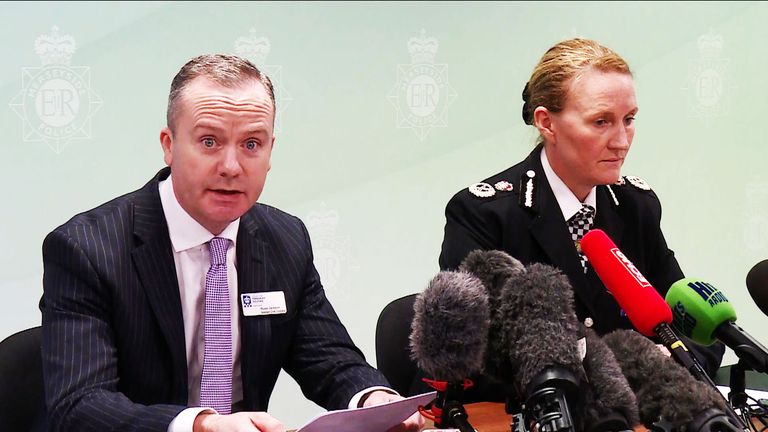 Asst Chief Constable Russ Jackson and Chief Constable Serena Kennedy during a press conference at Merseyside Police HQ in Liverpool 