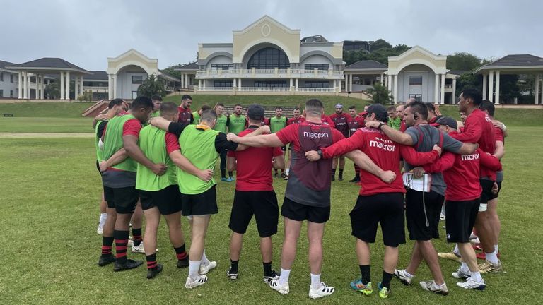 Scarlets rugby team pictured in South Africa ahead of their   United Rugby Championship games. Pic. Scarlets
