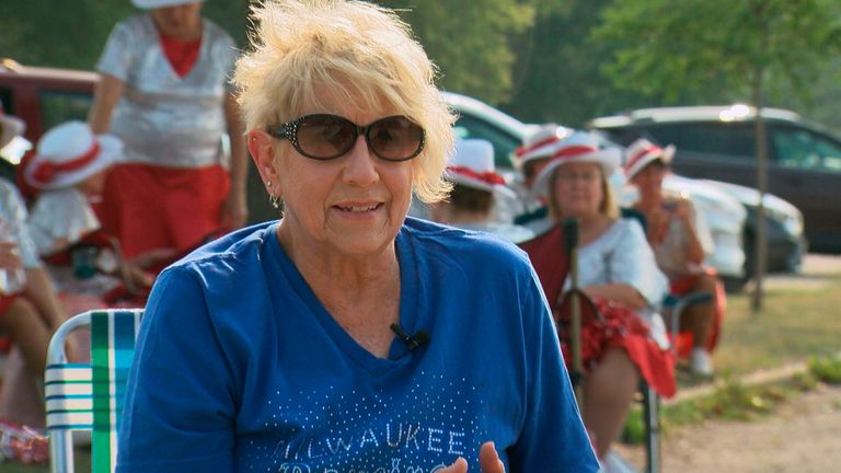 Virginia Sorenson of the Milwaukee Dancing Grannies, hit by tragedy as they marched on Sunday, Nov. 21, 2021 during the Christmas Parade in Waukesha, Wis. Virginia Sorenson, 79, was one of the people killed by the SUV who plowed into the Christmas Parade. (CBS 58 Milwaukee via AP)