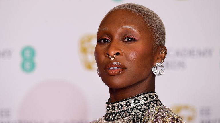PA photo of Cynthia Erivo at the 2021 Bafta Film Awards at the Royal Albert Hall in London. See PA Feature SHOWBIZ Music Cynthia Erivo. Picture credit should read Ian West/PA. WARNING: This picture must only be used to accompany PA Feature SHOWBIZ Music Cynthia Erivo.

