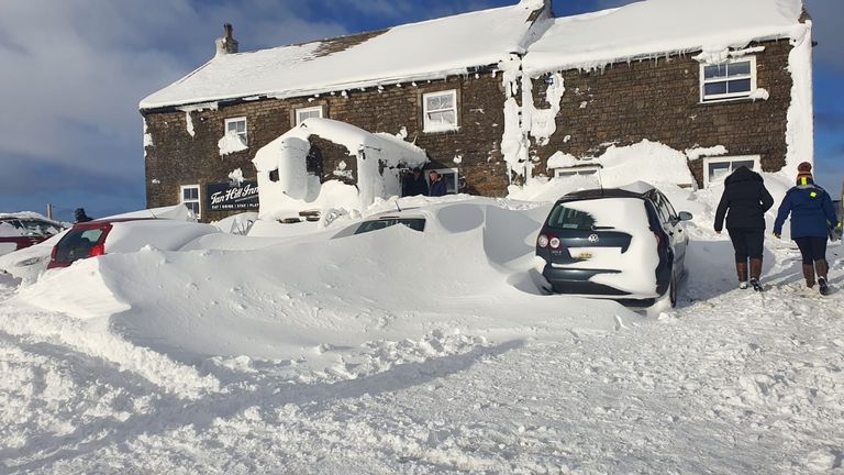 Guests are stranded at the Tan Hill Inn in Yorkshire
