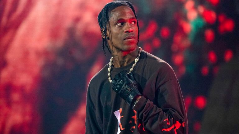 Travis Scott performs on day one of the Astroworld Music Festival at NRG Park on Friday, Nov. 5, 2021, in Houston. (Photo by Amy Harris/Invision/AP)