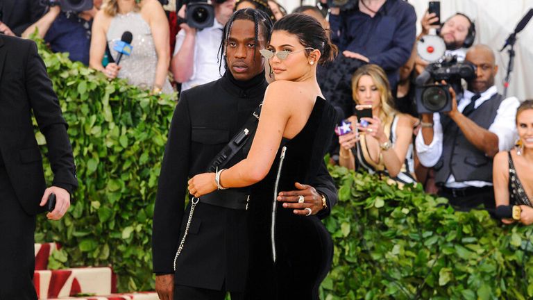 Travis Scott and Kylie Jenner.  Pic: ESBP / STAR MAX / IPx