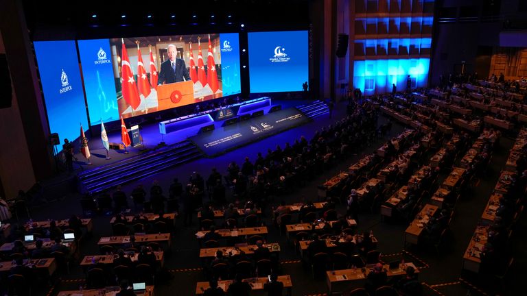 The Interpol annual assembly in Istanbul, Turkey. Pic: AP 