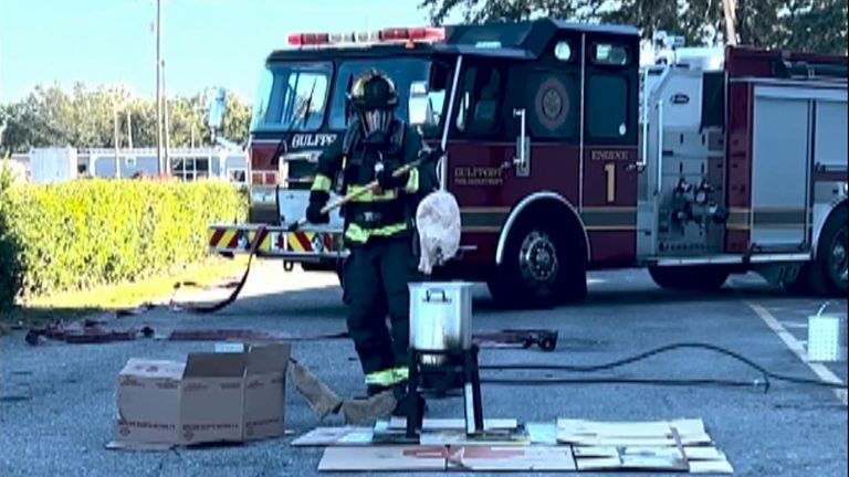 Ahead of Thanksgiving, firefighters in Mississippi have demonstrated the potential dangers of deep frying a frozen turkey.