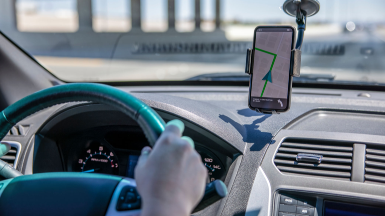 Phone based GPS in a car.