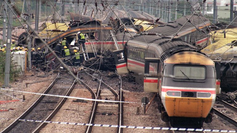 The scene outside Southall station, west London, today (Friday) after a high speed train and a freight service collided, killing at least three people and injuring up to 150 others. Photo by Michael Crabtree/PA. See PA story RAIL Crash.