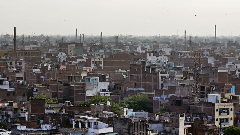 Aerial view of the city of Kanpur in India