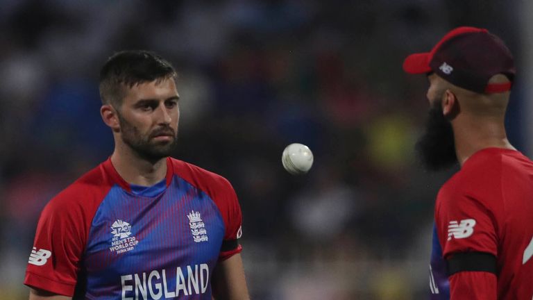 England&#39;s Mark Wood (l) with team-mate Moeen Ali at the T20 World Cup (Associated Press)